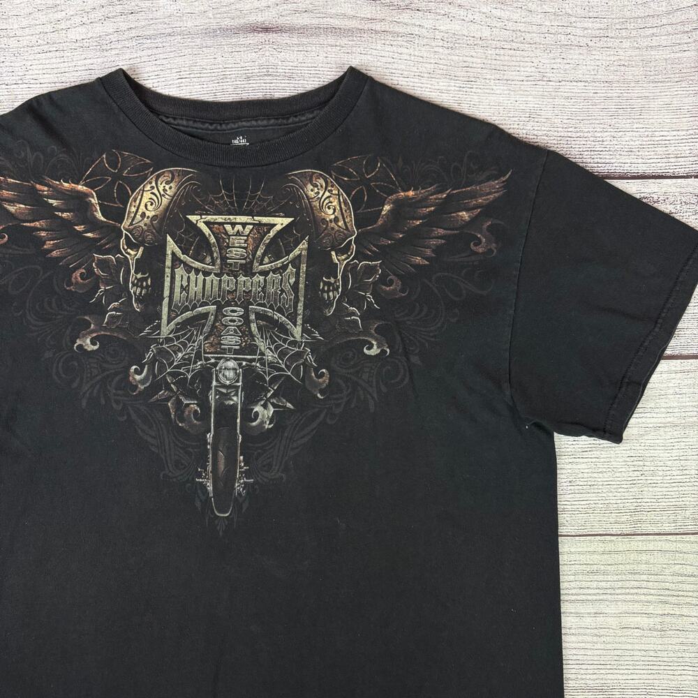 Vintage Y2k West Coast Choppers Jesse James Skull & Wings Motorcycle T-shirt